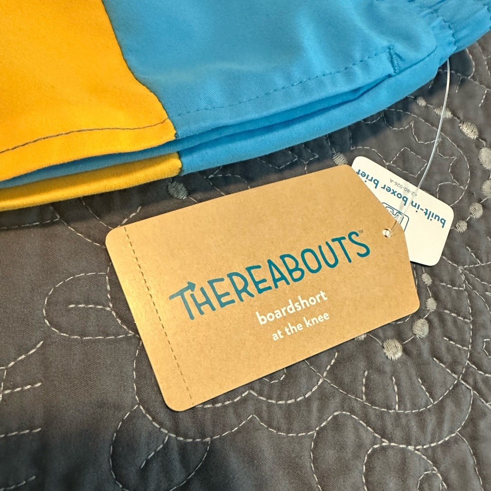 Thereabouts Boys Blue/Yellow/Gray Swim Trunks NWT Size Small 8 - Picture 2 of 10